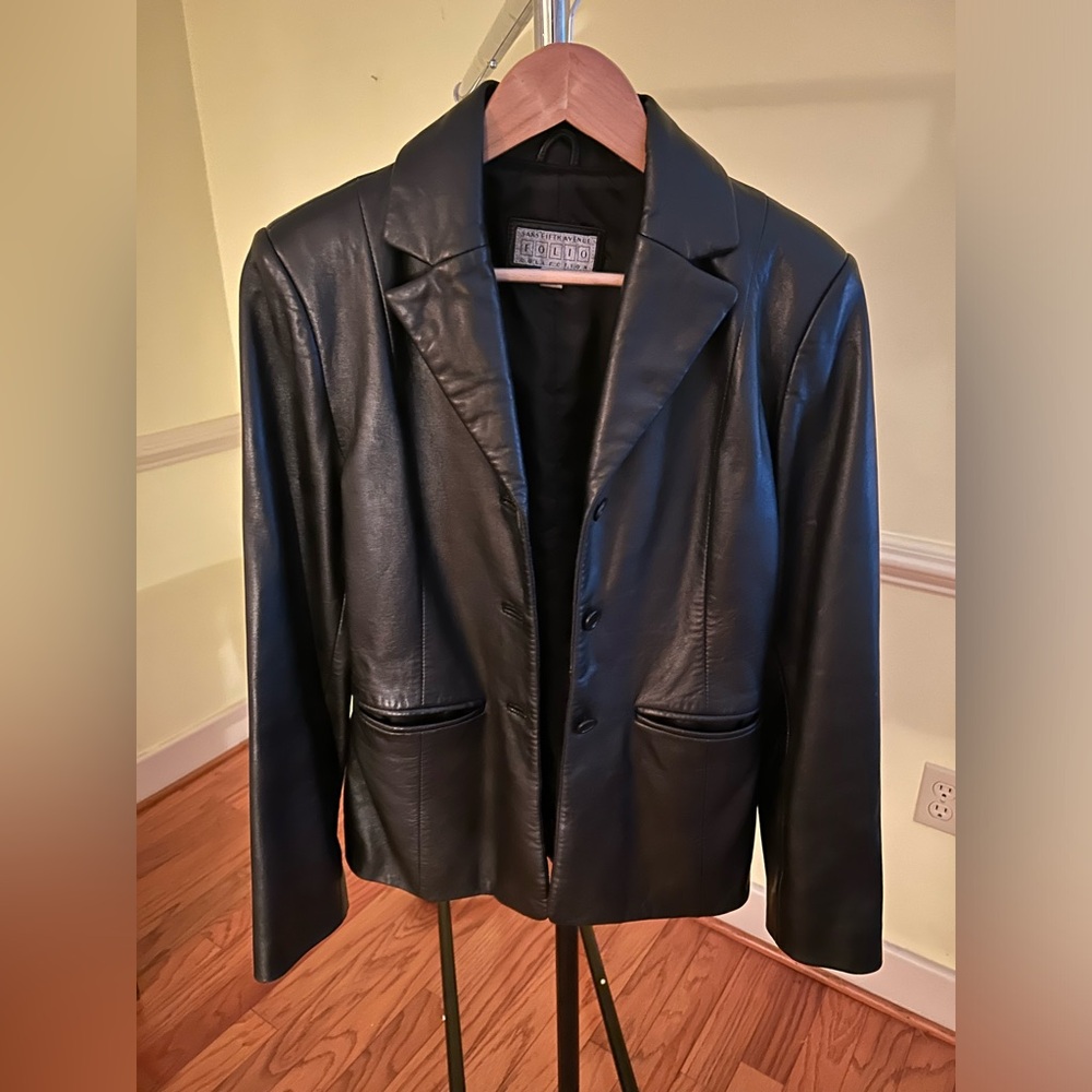 Black leather coat